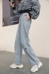 New cotton waffle white pants, women's autumn casual wide-leg pants, spring and autumn tapered straight-leg sweatpants Specification image